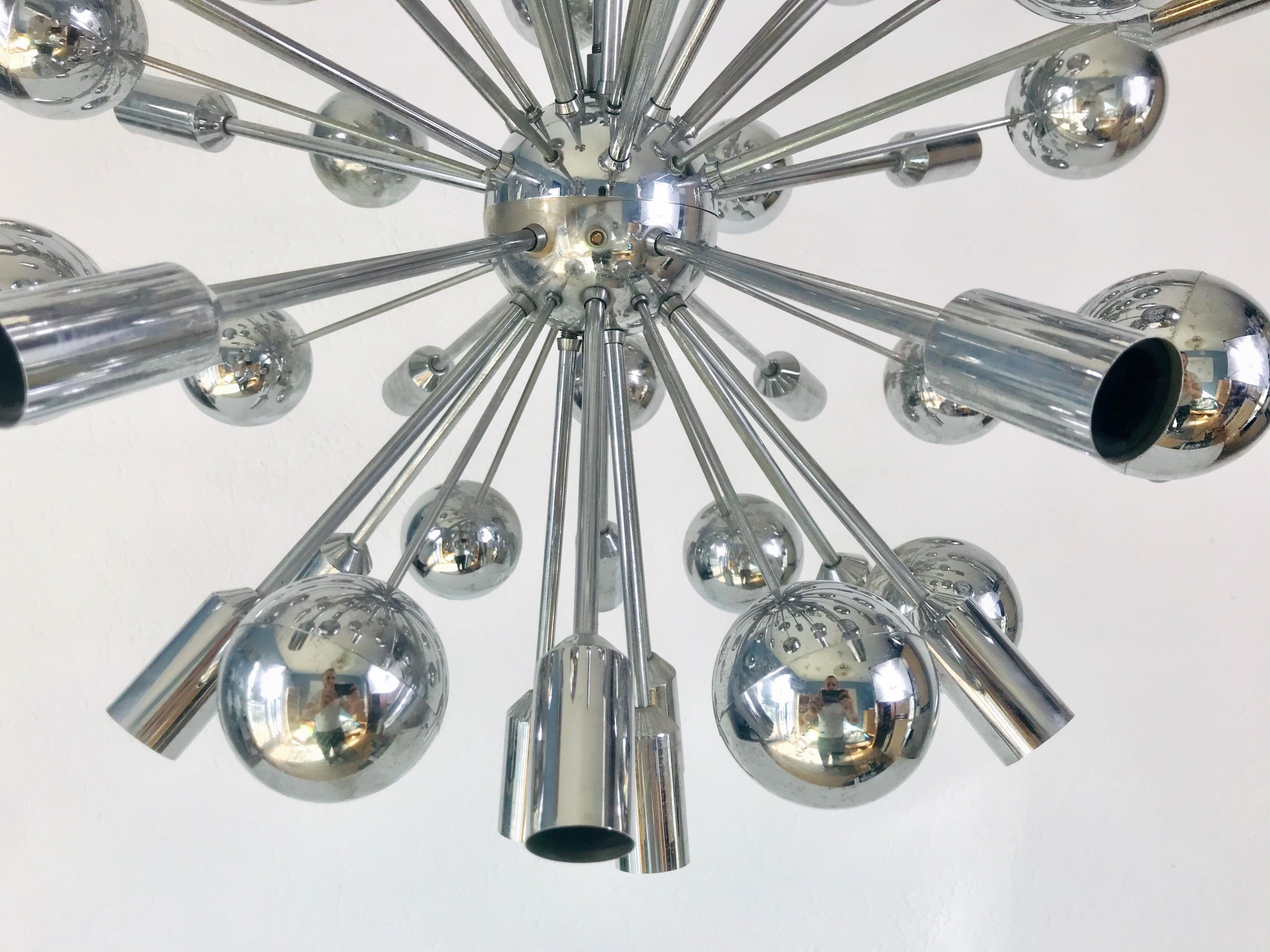 Rare Large Space Age Chrome Chandelier by Cosack Leuchten, 1970s, Germany For Sale 3