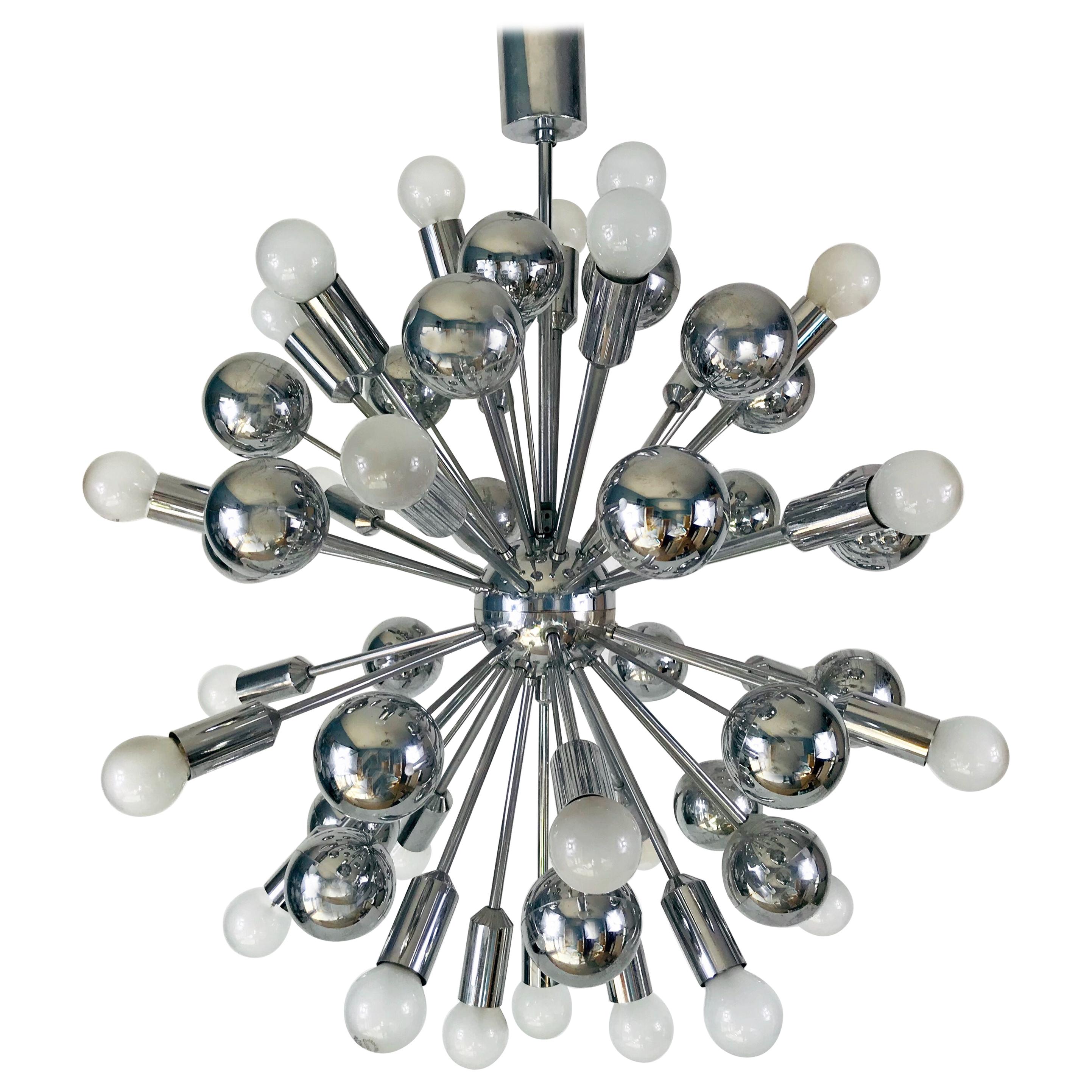 Rare Large Space Age Chrome Chandelier by Cosack Leuchten, 1970s, Germany