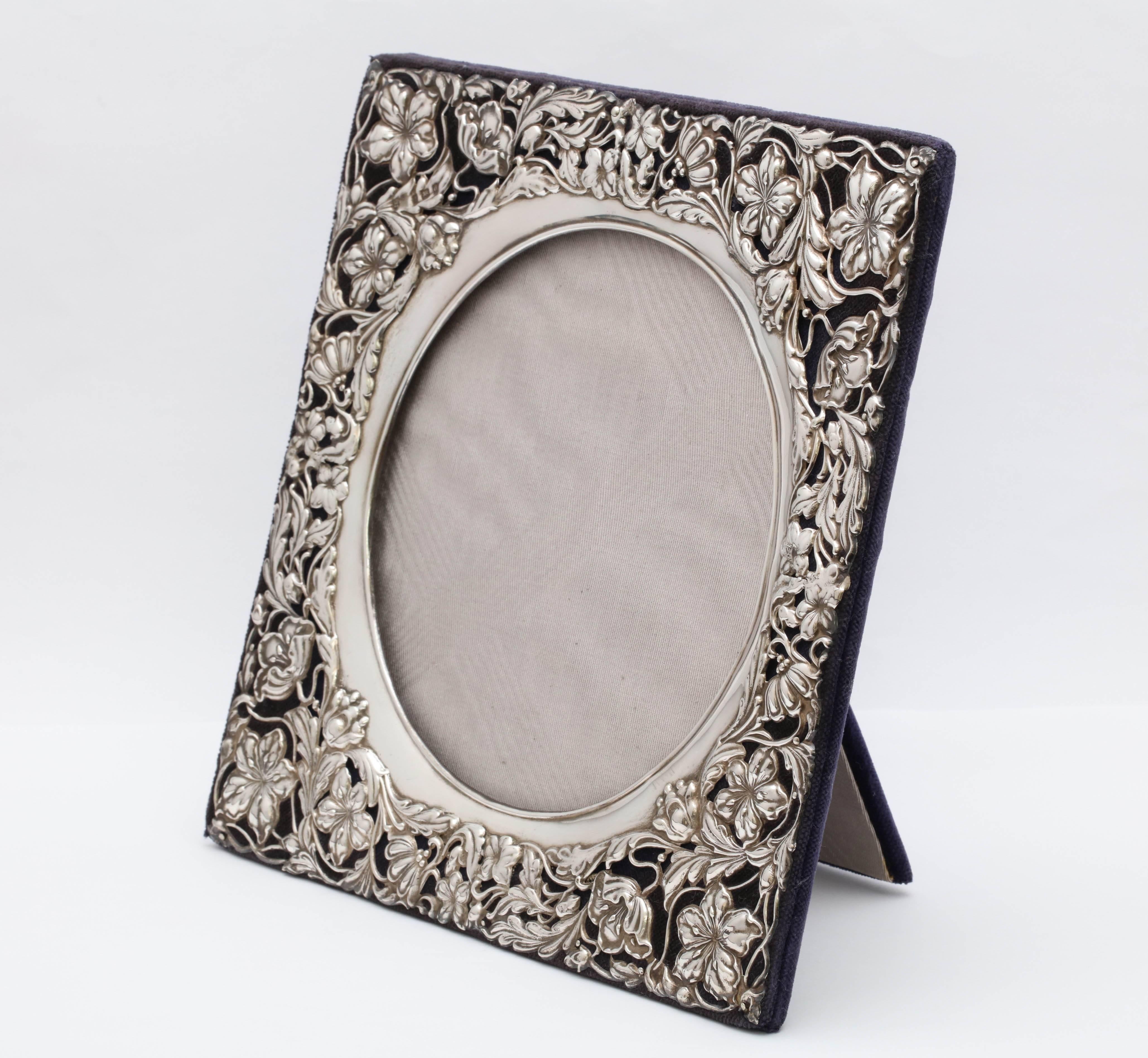 Rare Large Square Sterling Silver, Art Nouveau Picture Frame In Excellent Condition In New York, NY