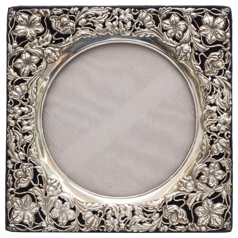 Rare Large Square Sterling Silver, Art Nouveau Picture Frame at 1stDibs