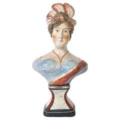 Gran busto-retrato de Staffordshire de la reina Carolina, RARO, Inglaterra, hacia 1820