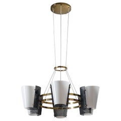 Rare Large Stilnovo Suspension Chandelier, 1950s