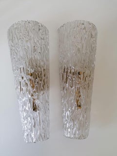 Rare Large Structured Glass Wall Lights Sconces by Kalmar