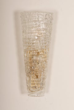 Rare Large Structured Glass Wall Lights Sconces by Kalmar
