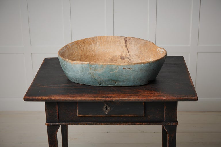 Rare Large Swedish Antique Authentic Wood Bowl For Sale at 1stDibs