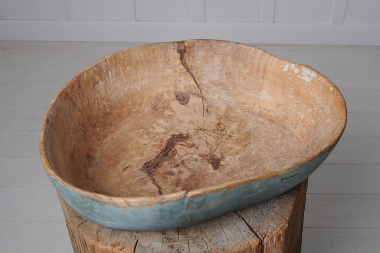 Rare Large Swedish Antique Authentic Wood Bowl For Sale at 1stDibs