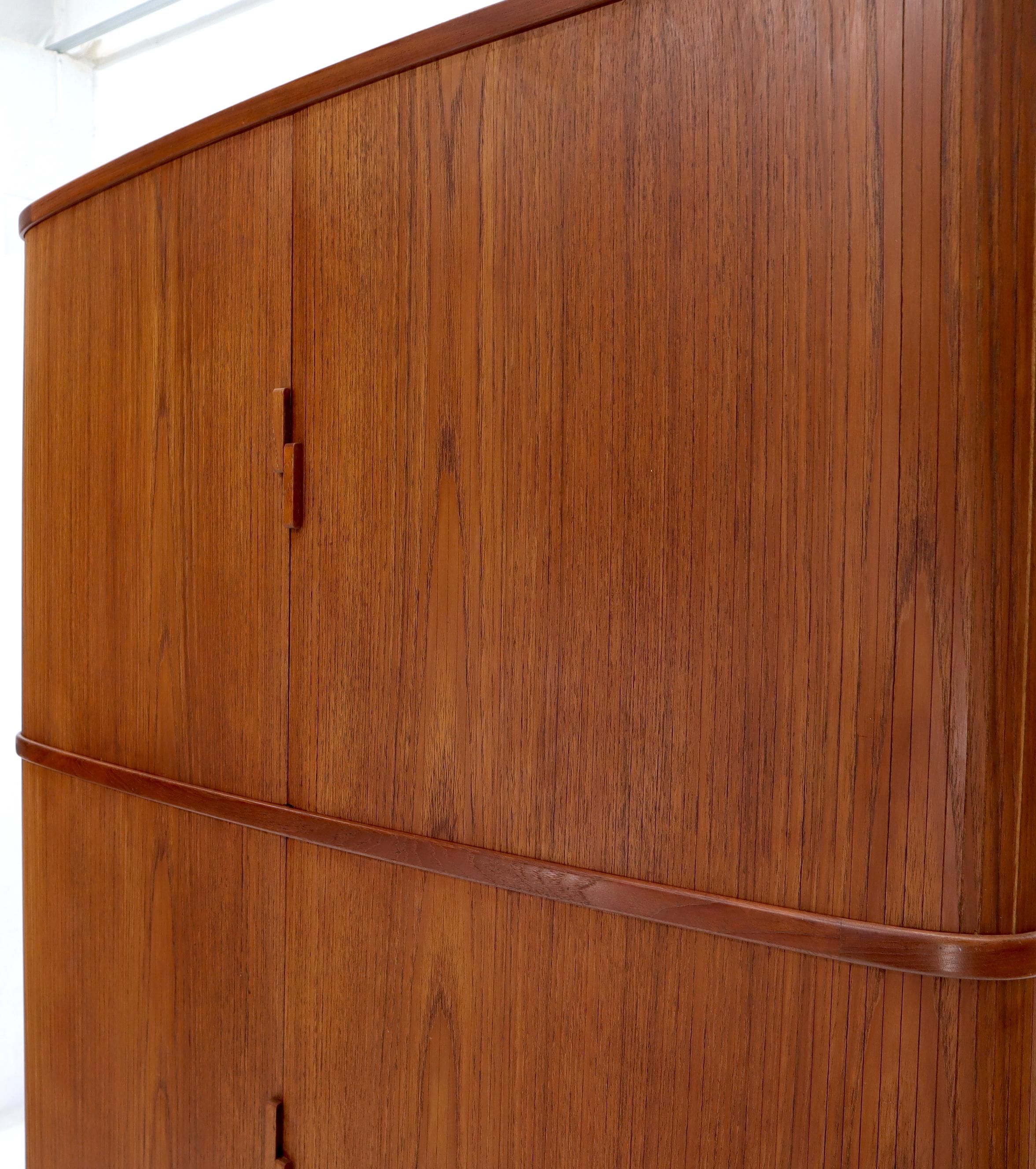 Rare Large Tambour Door Danish Modern Teak Corner Cabinet 4