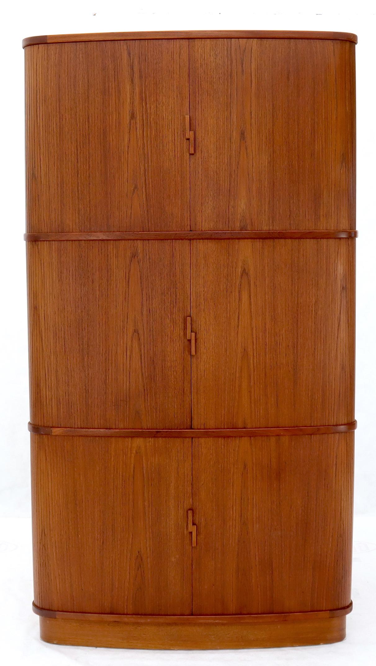 Rare Large Tambour Door Danish Modern Teak Corner Cabinet 6