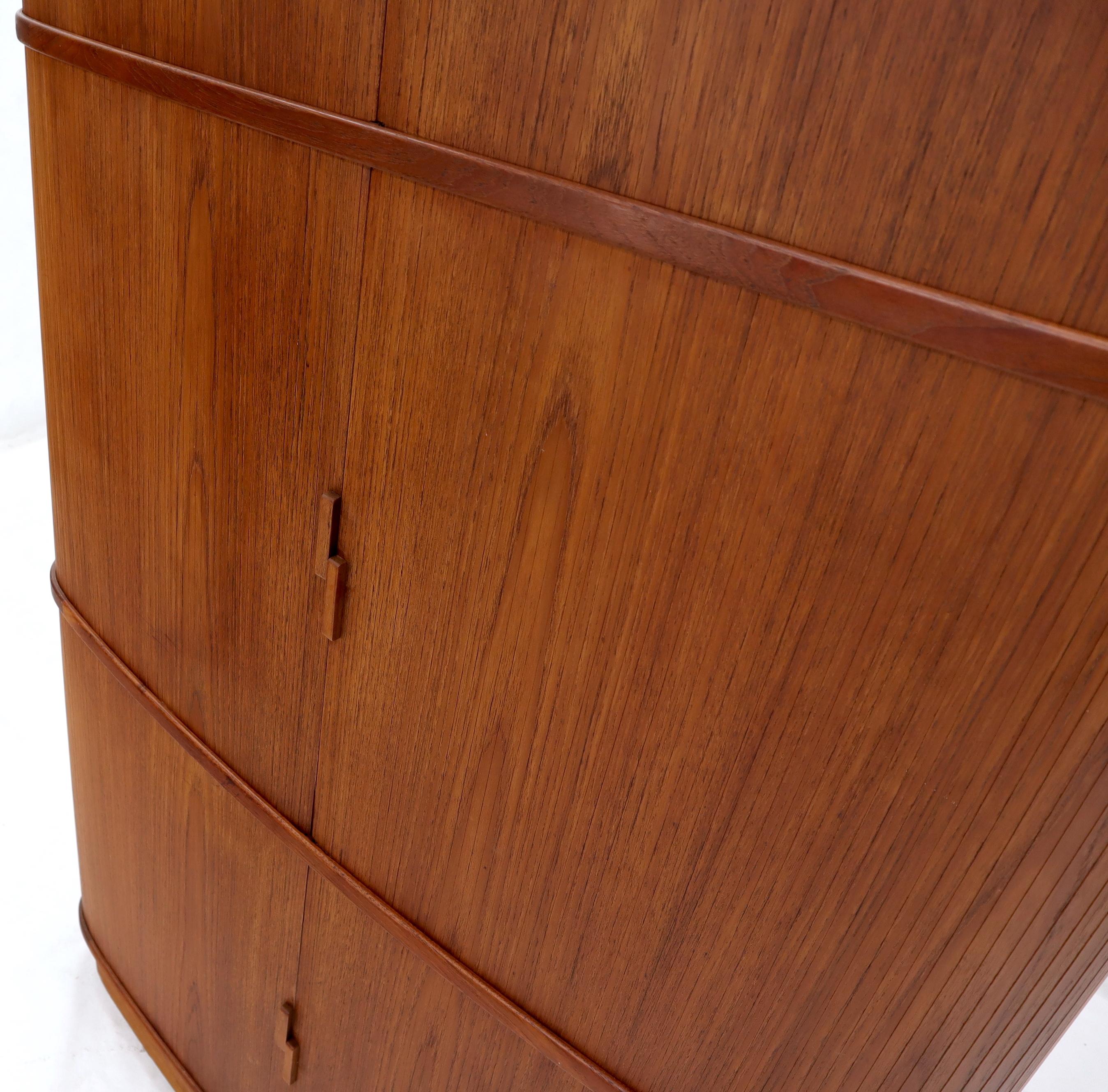 20th Century Rare Large Tambour Door Danish Modern Teak Corner Cabinet