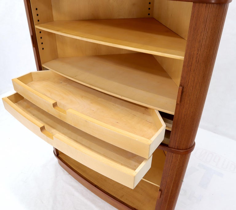 Rare Large Tambour Door Danish Modern Teak Corner Cabinet at 1stDibs