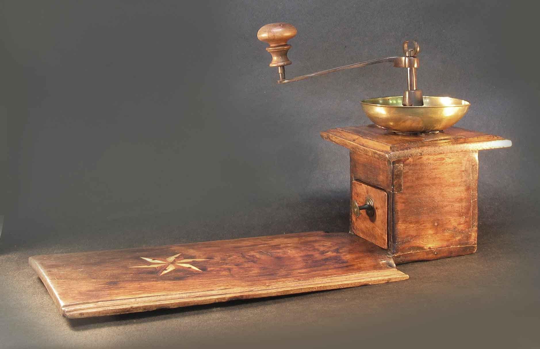 Hand-Crafted Rare Large Turkish Ottoman Fruitwood Hand Crank Coffee Grinder  For Sale
