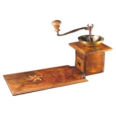 Rare Large Turkish Ottoman Fruitwood Hand Crank Coffee Grinder