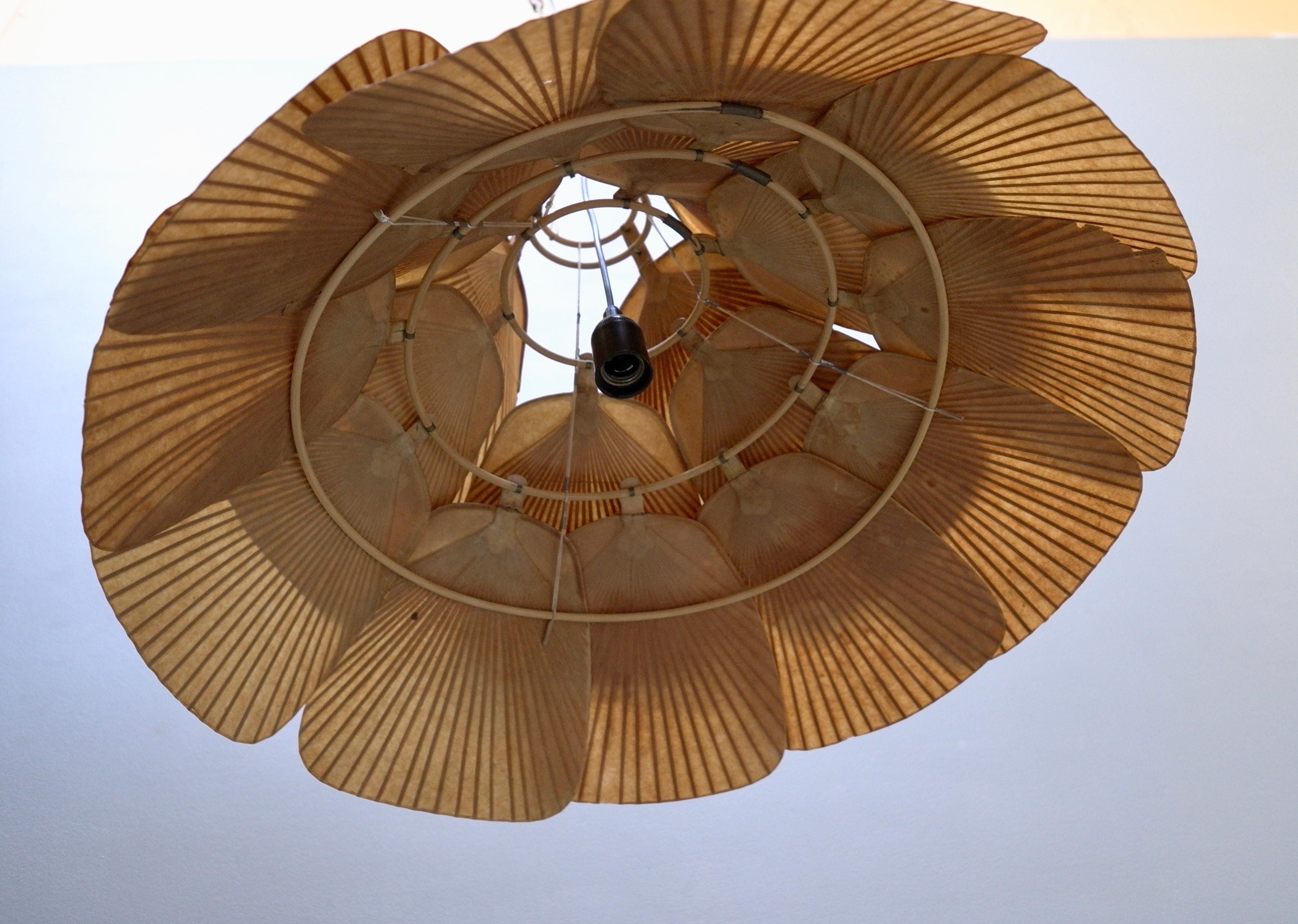 Rare Large Uchiwa Fan Chandelier by Ingo Maurer for M Design 1975 3