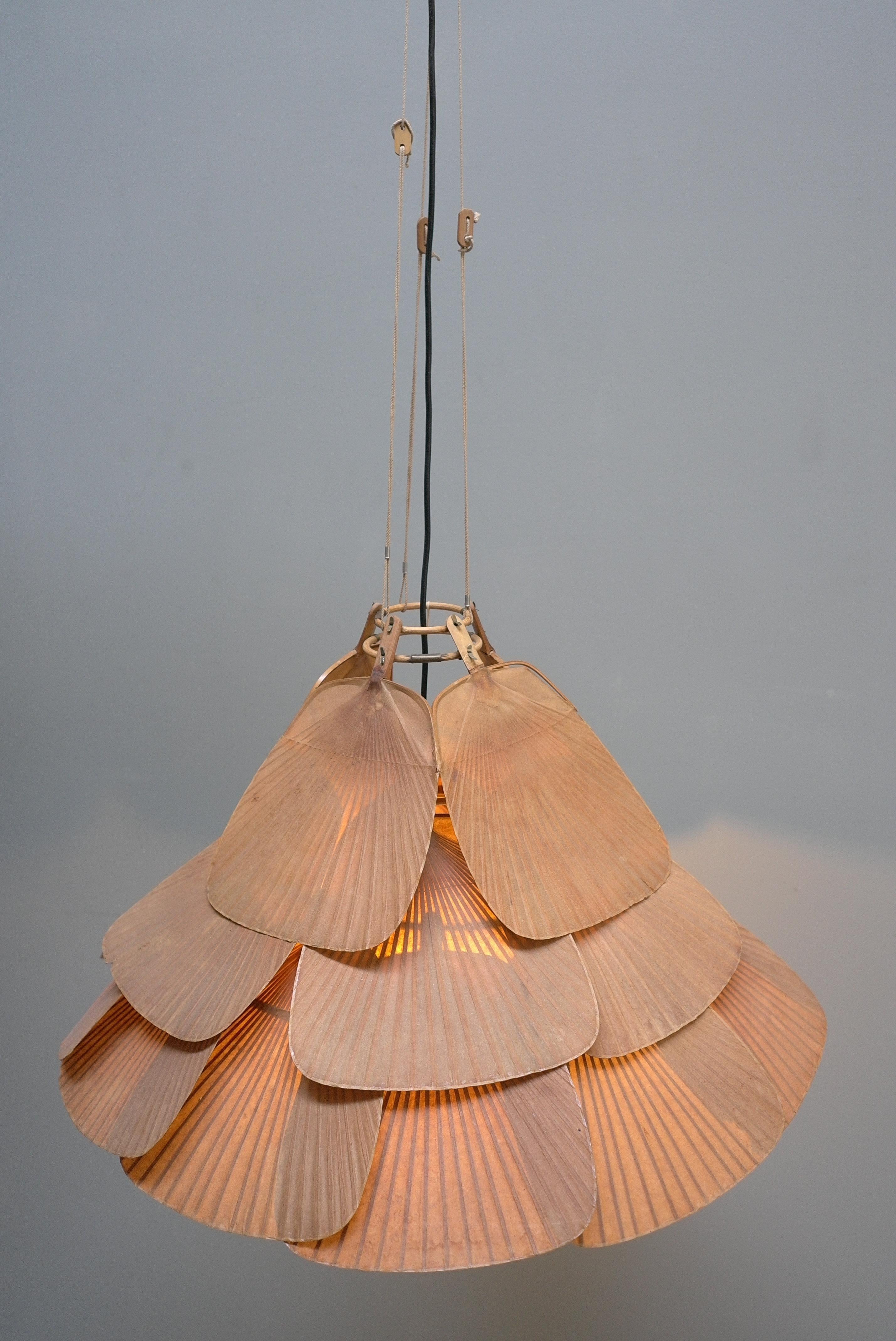 Rare Large Uchiwa Fan Chandelier by Ingo Maurer for M Design 1975 8