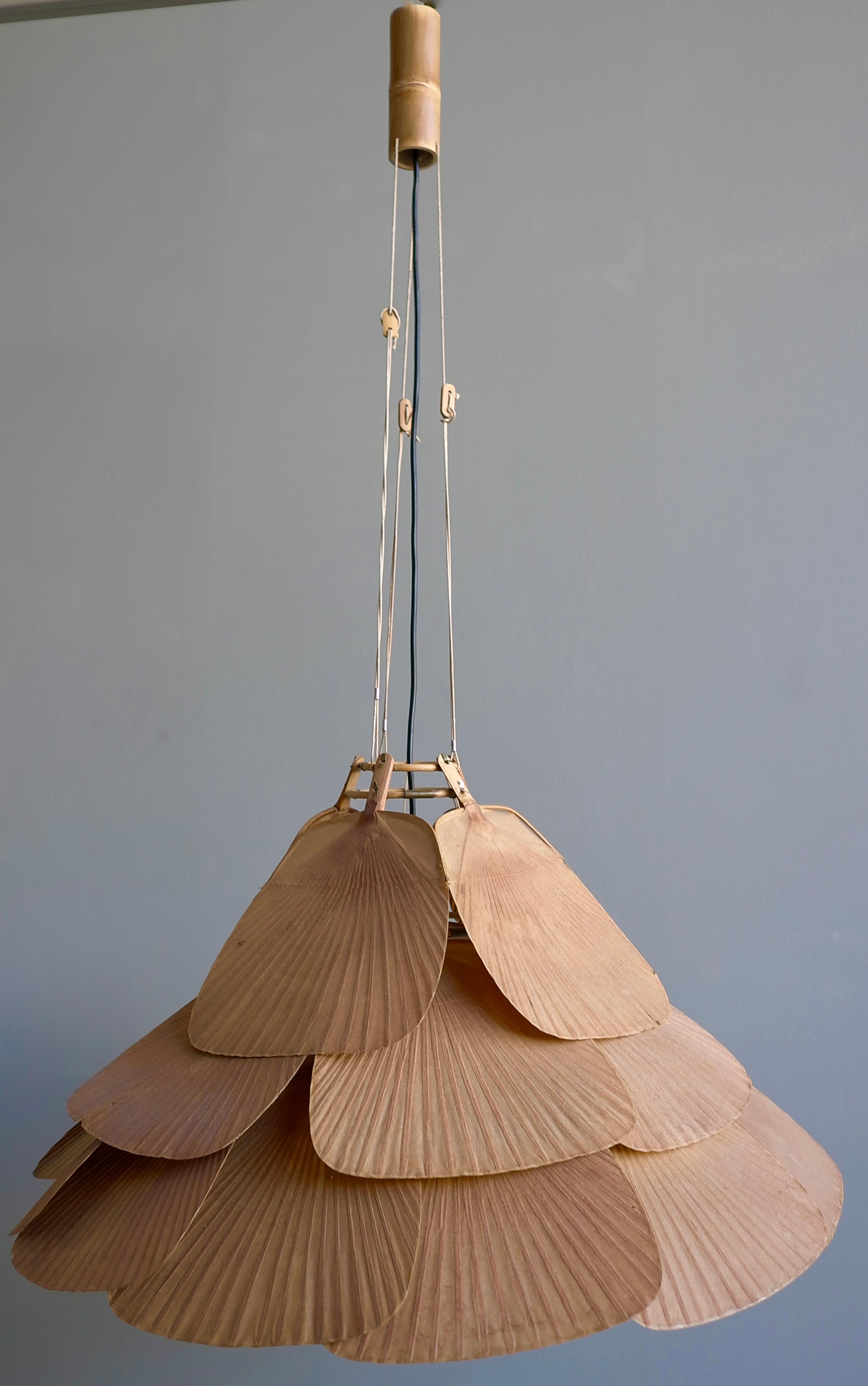 Rare Large Uchiwa Fan Chandelier by Ingo Maurer for M Design 1975 9
