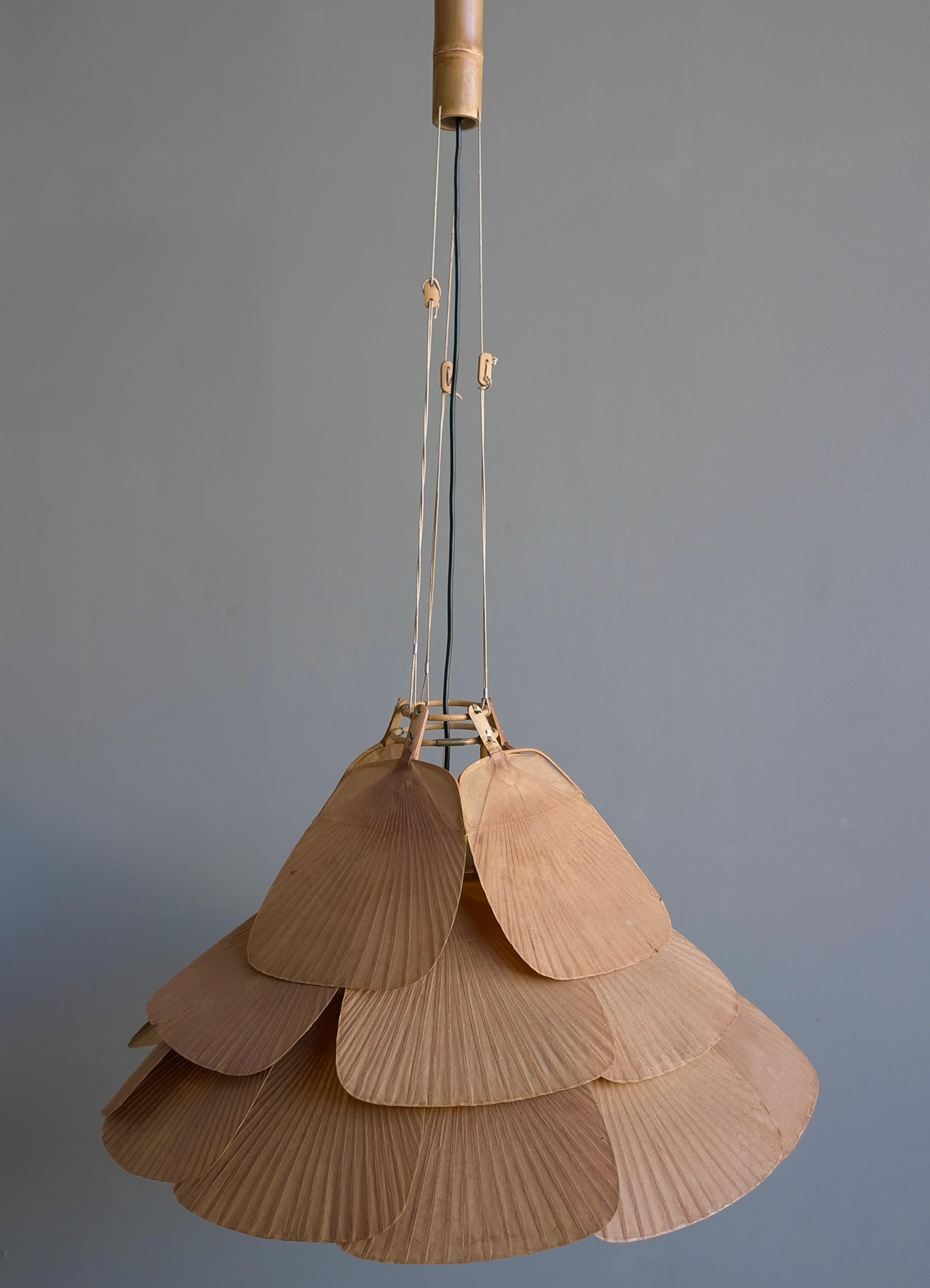 Rare Large Uchiwa Fan Chandelier by Ingo Maurer for M Design 1975 12