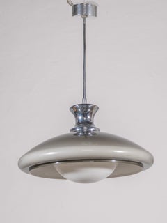 Rare Large UFO Space Pendant Light in Grey and White designed by Sciolari, 1970s