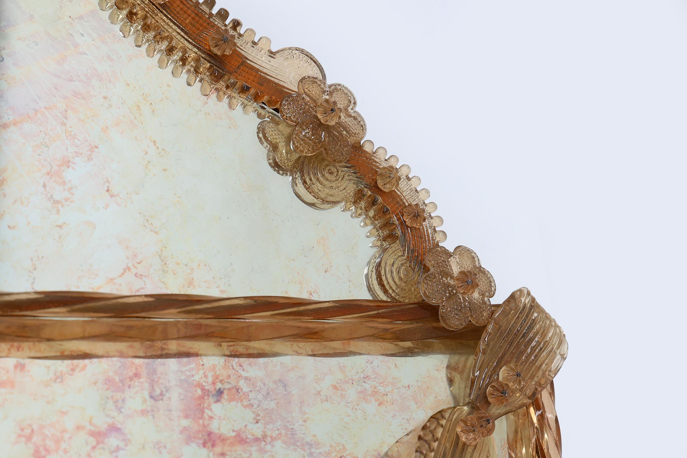 Mid-20th Century Rare large Venetian Mirror in Murano glass by  Art Venitien, model Campanile For Sale