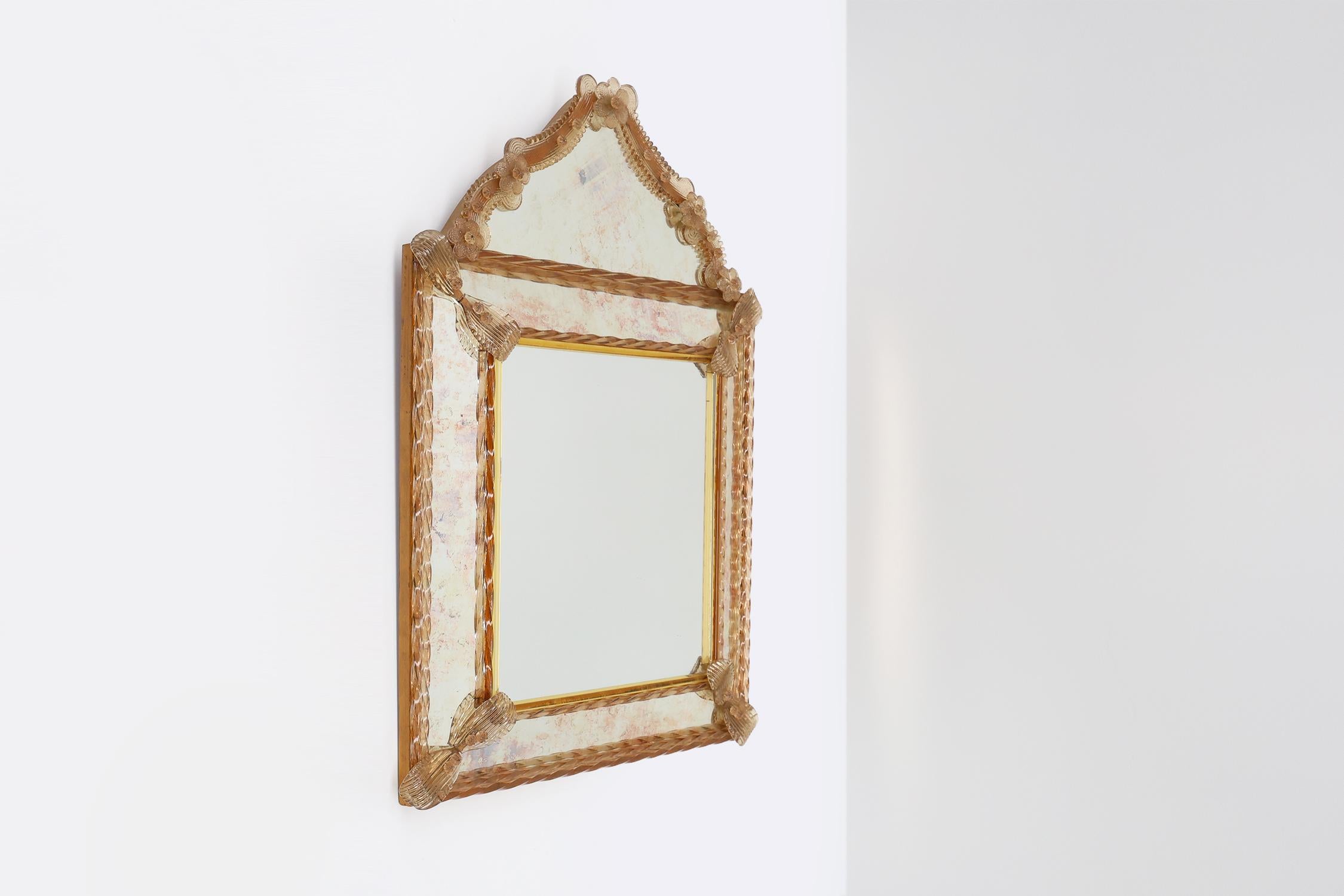 Glass Rare large Venetian Mirror in Murano glass by  Art Venitien, model Campanile For Sale