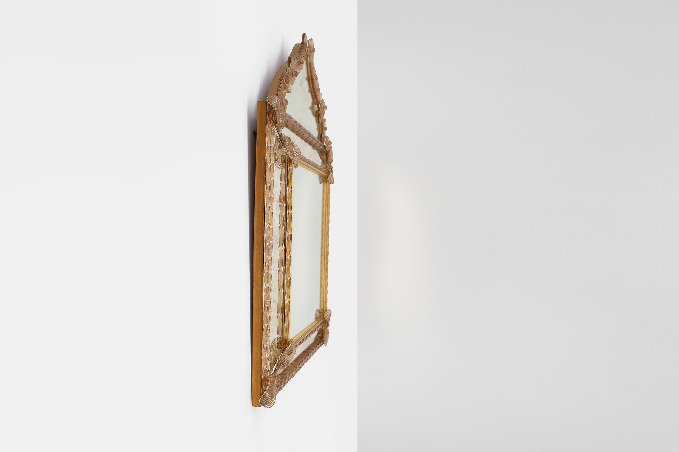 Rare large Venetian Mirror in Murano glass by  Art Venitien, model Campanile For Sale 1