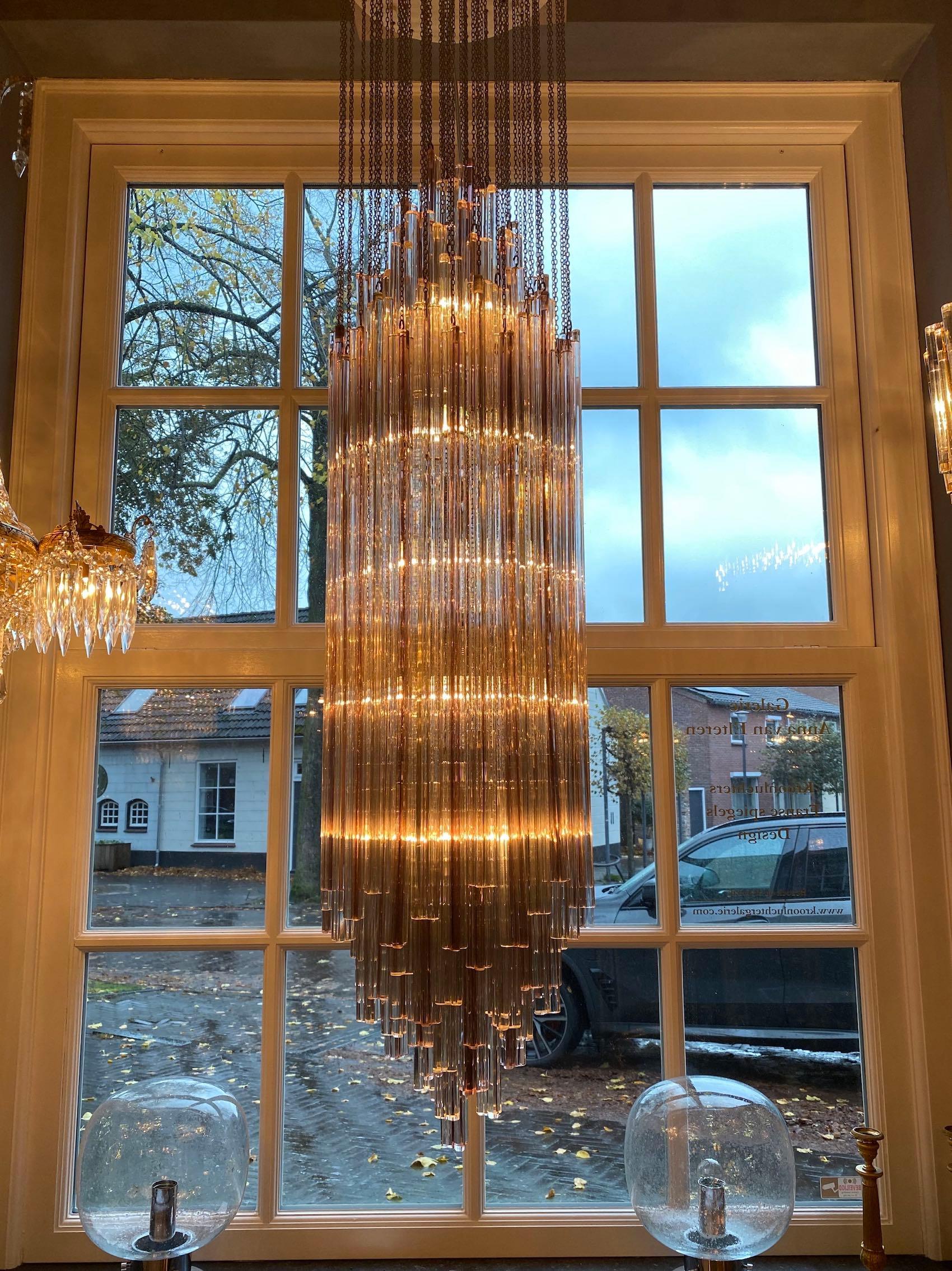 Rare large Venini Murano chandelier Trilobo For Sale 3