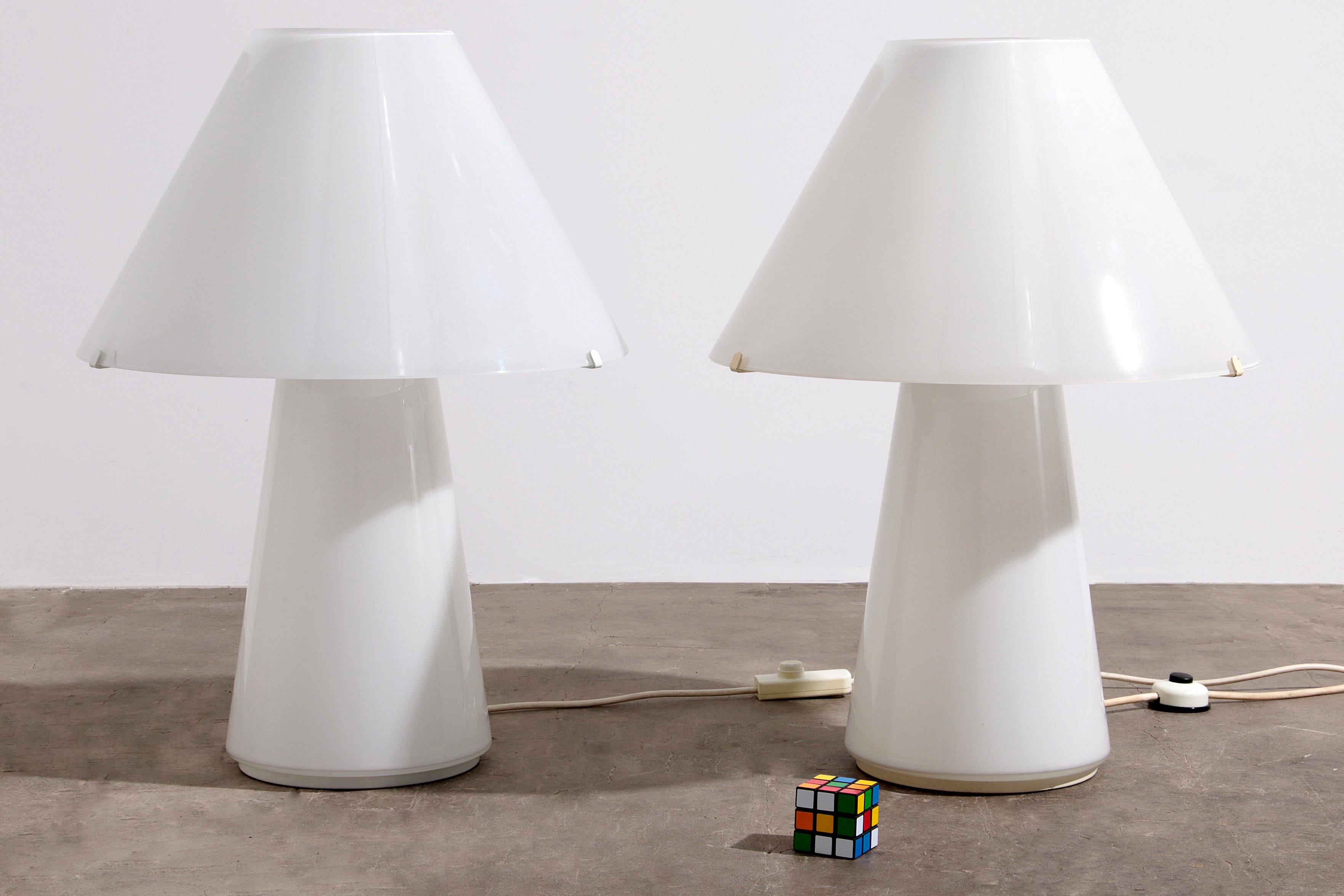 Mid-Century moderno Rare grandi lampade da tavolo a fungo di Vetri Murano, anni '70 in vendita