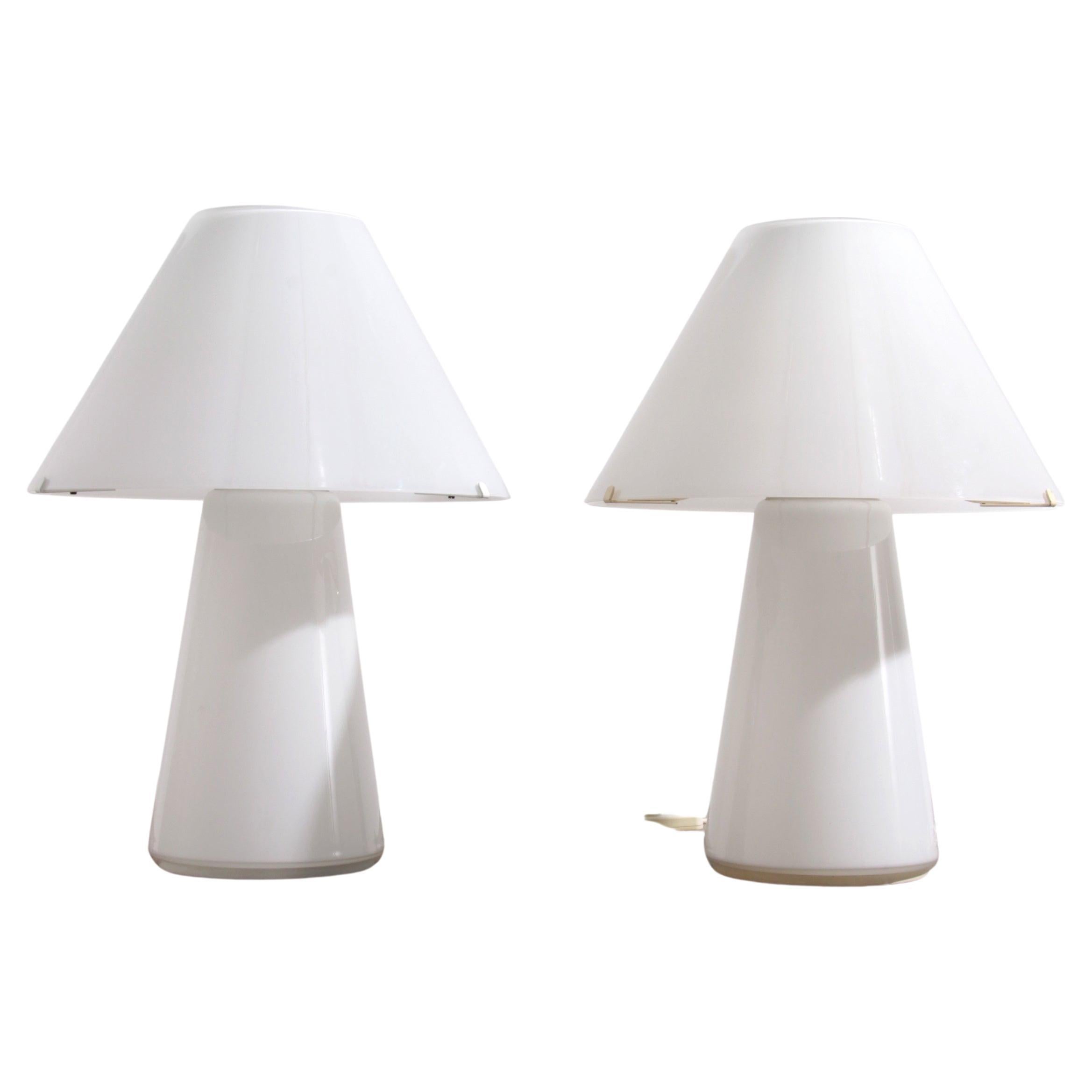 Rare Large Vetri Murano Mushroom Table Lamps, 1970s