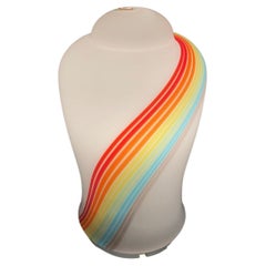 Rare Large Vintage Murano 1970s Italian Rainbow Swirl Glass Table Lamp 