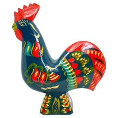 Rare Large Vintage Swedish Dala Rooster Chicken by Nils Olsson, Sweden Folk Art