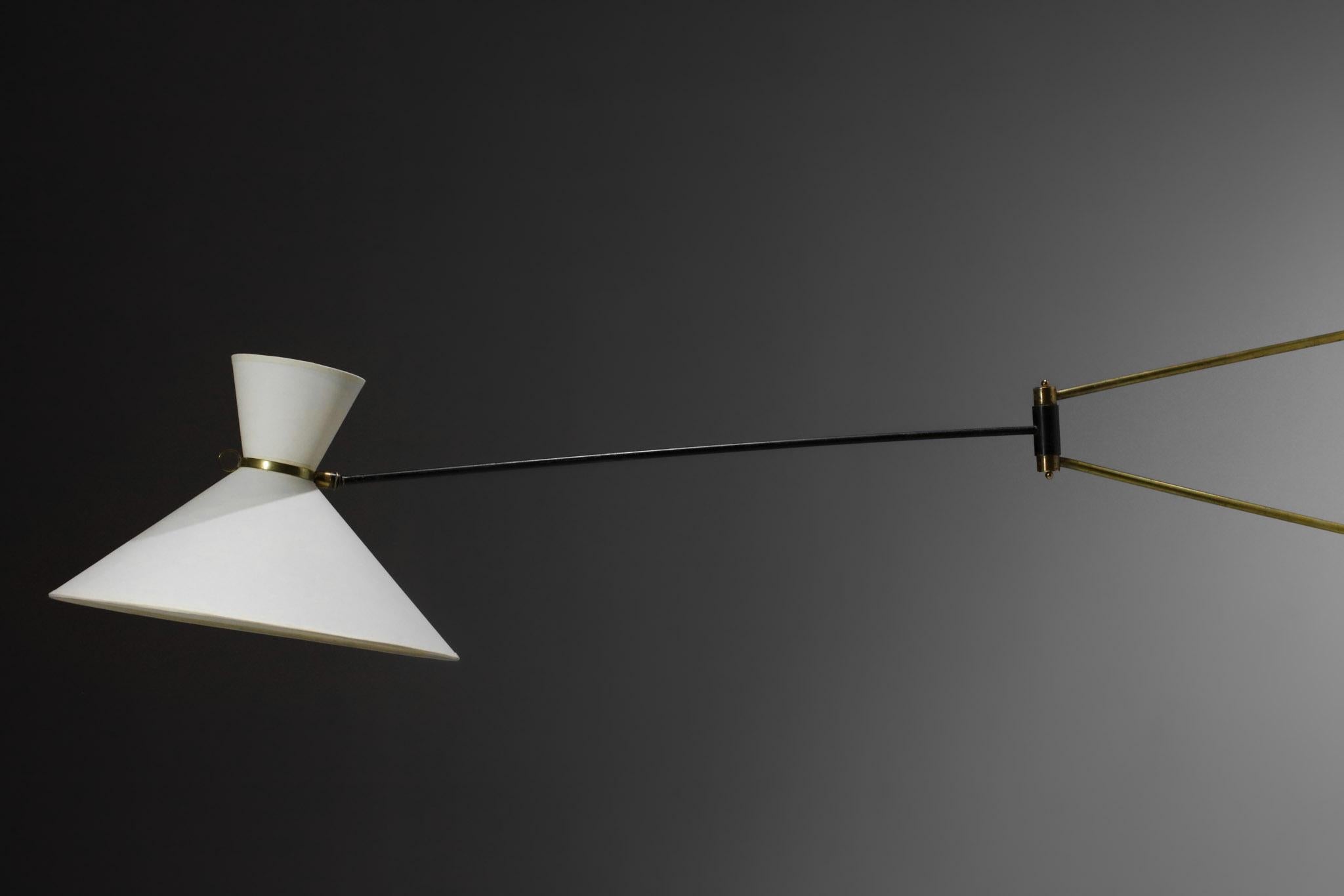 Seltene große Wandleuchte Robert Mathieu aus der französischen Designer-Swing-Lampe aus den 50er Jahren 9