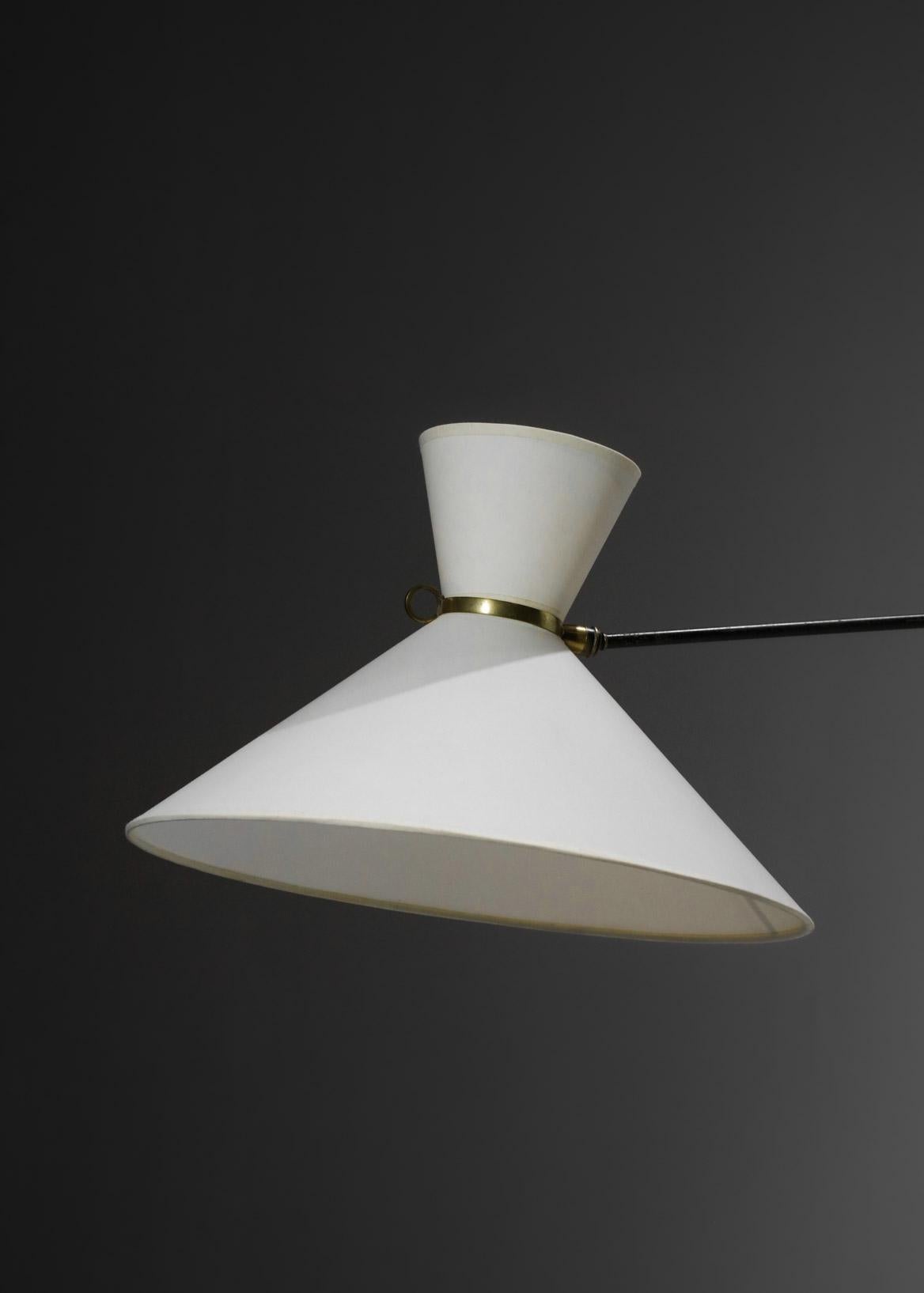 Seltene große Wandleuchte Robert Mathieu aus der französischen Designer-Swing-Lampe aus den 50er Jahren 10