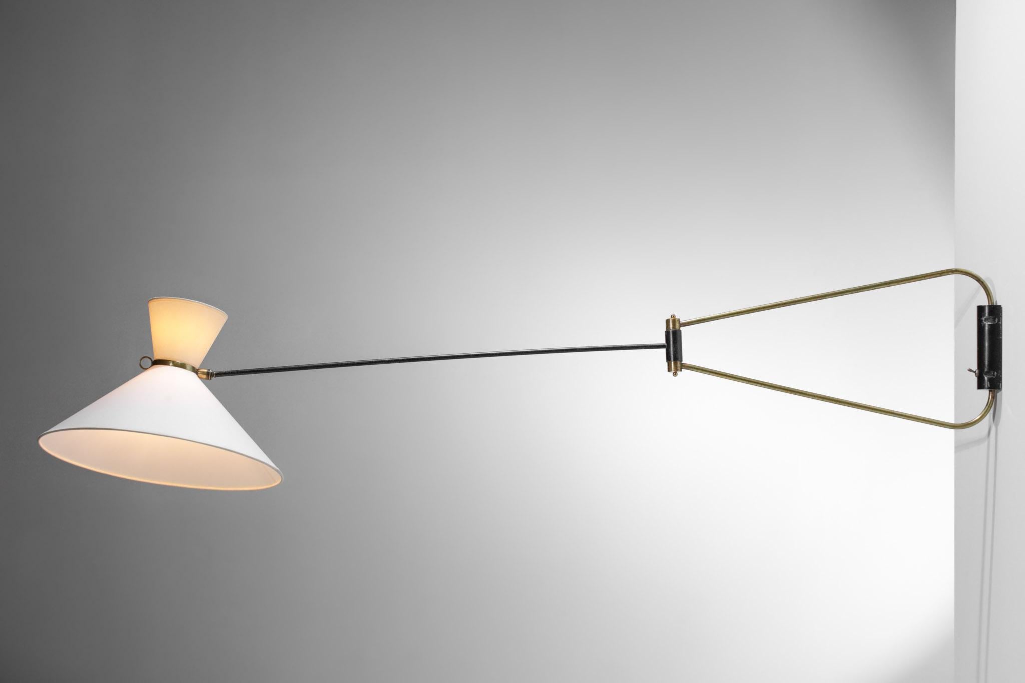 Seltene große Wandleuchte Robert Mathieu aus der französischen Designer-Swing-Lampe aus den 50er Jahren (Moderne der Mitte des Jahrhunderts)