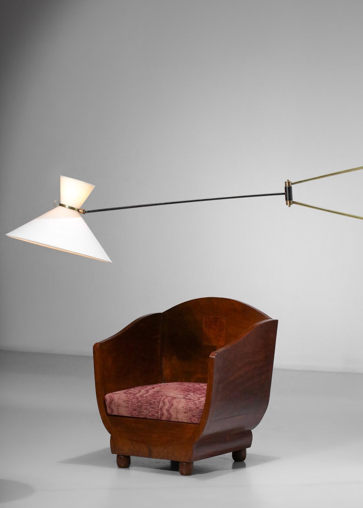 Seltene große Wandleuchte Robert Mathieu aus der französischen Designer-Swing-Lampe aus den 50er Jahren (Mitte des 20. Jahrhunderts)