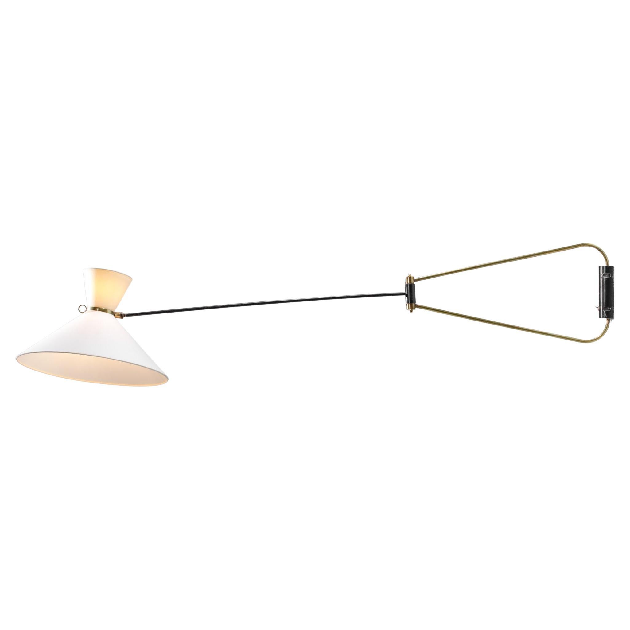 Seltene große Wandleuchte Robert Mathieu aus der französischen Designer-Swing-Lampe aus den 50er Jahren