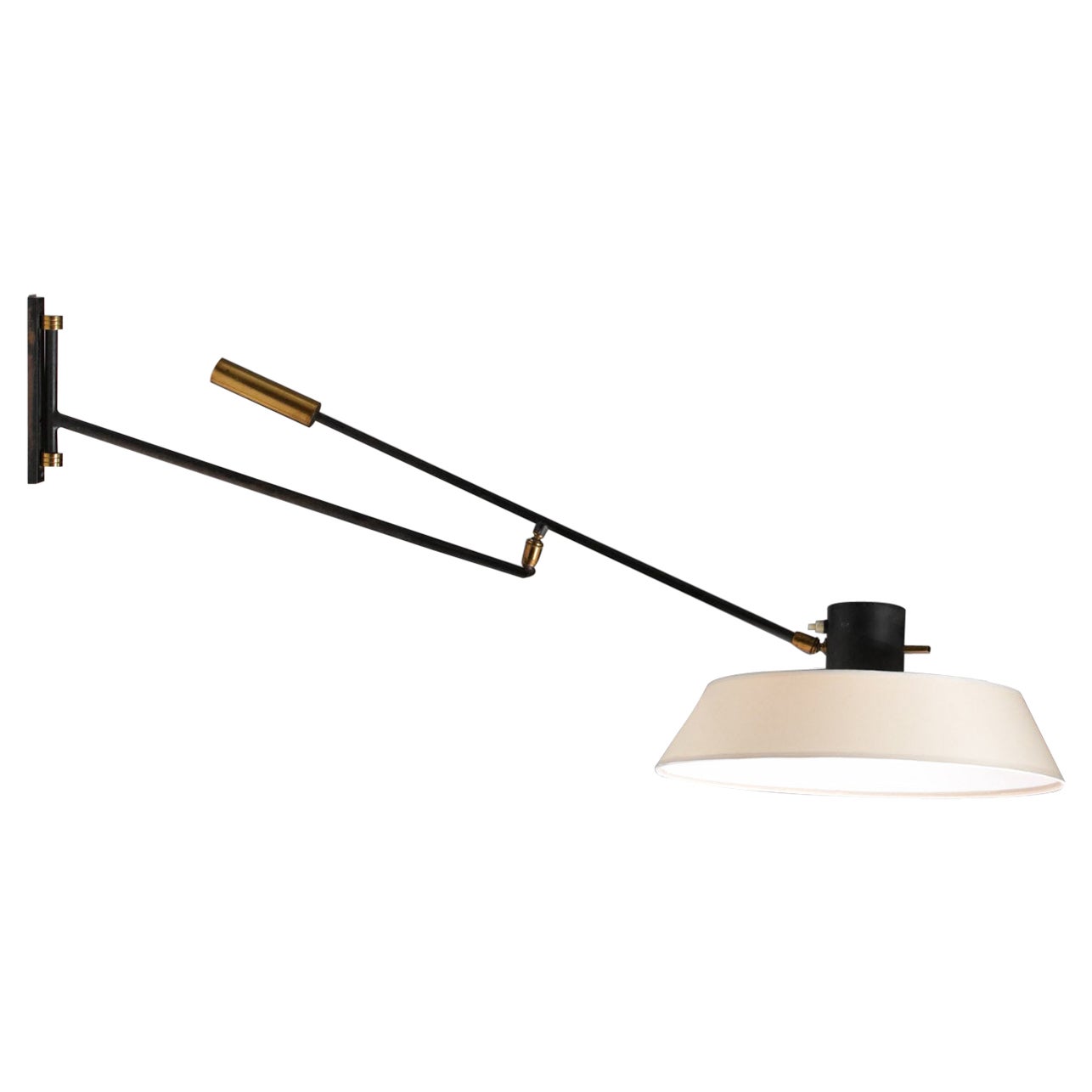 Rare Large Wall Light Arlus 50
s Design Brass Counterweight French Design F010