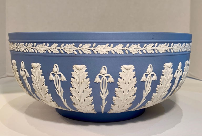 Rare Large Wedgwood Jasperware Blue Acanthus Bowl at 1stDibs