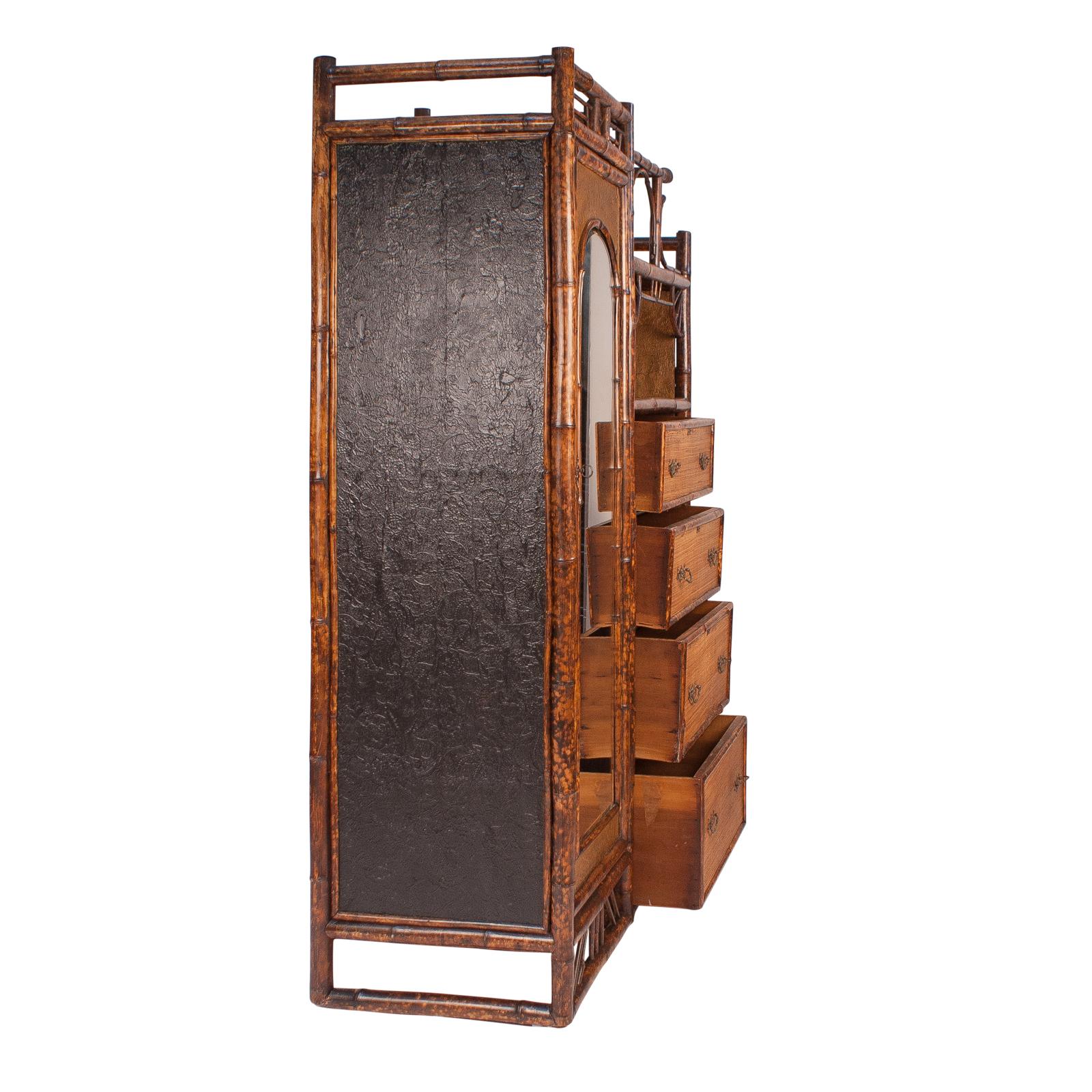 Rare Larger Bamboo and Wicker Dressing Cabinet, England, circa 1880 In Good Condition In San Francisco, CA