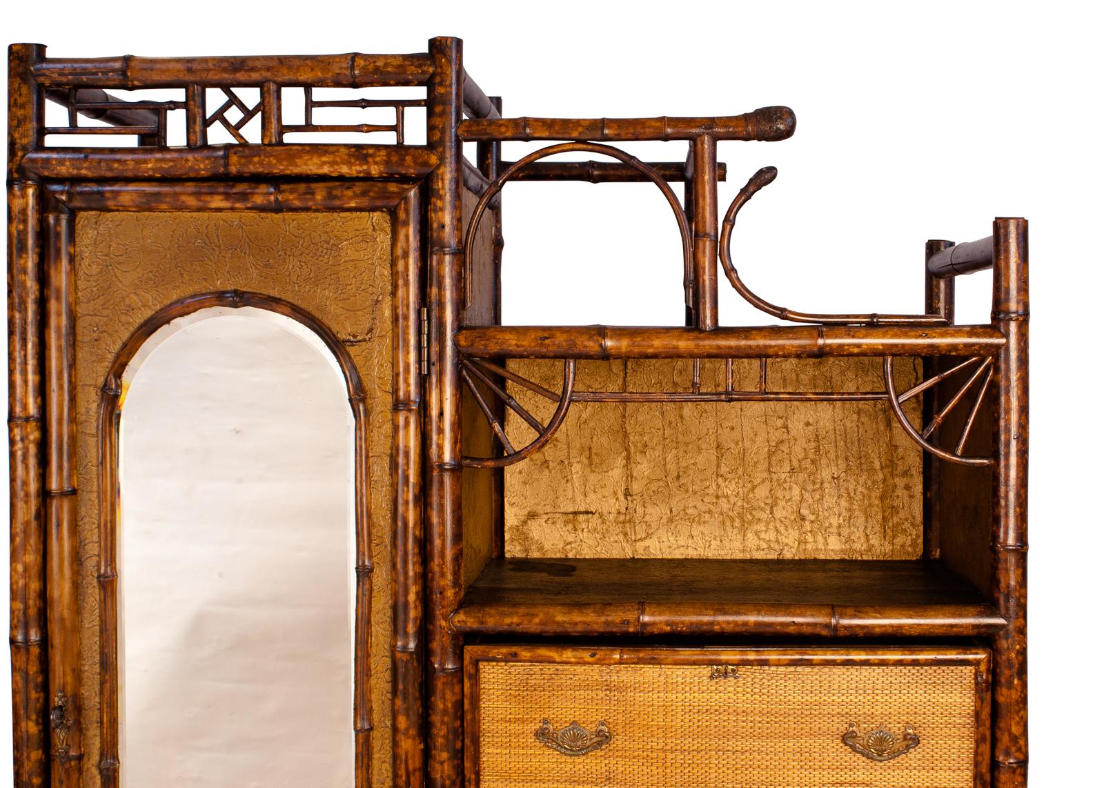 Rare Larger Bamboo and Wicker Dressing Cabinet, England, circa 1880 (19. Jahrhundert)