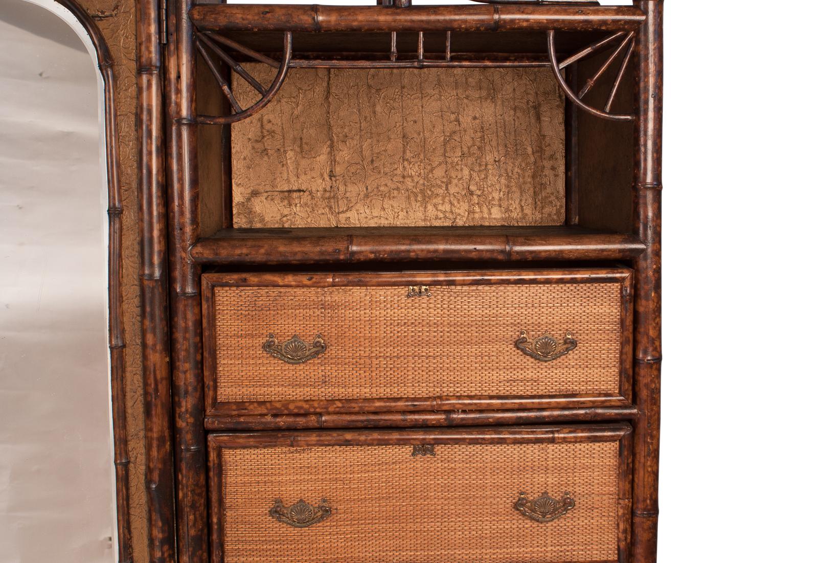 Rare Larger Bamboo and Wicker Dressing Cabinet, England, circa 1880 2