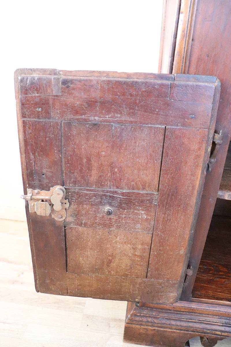 Rare Late 17th Century Italian Solid Walnut Louis XIV Antique Sideboard  For Sale 9