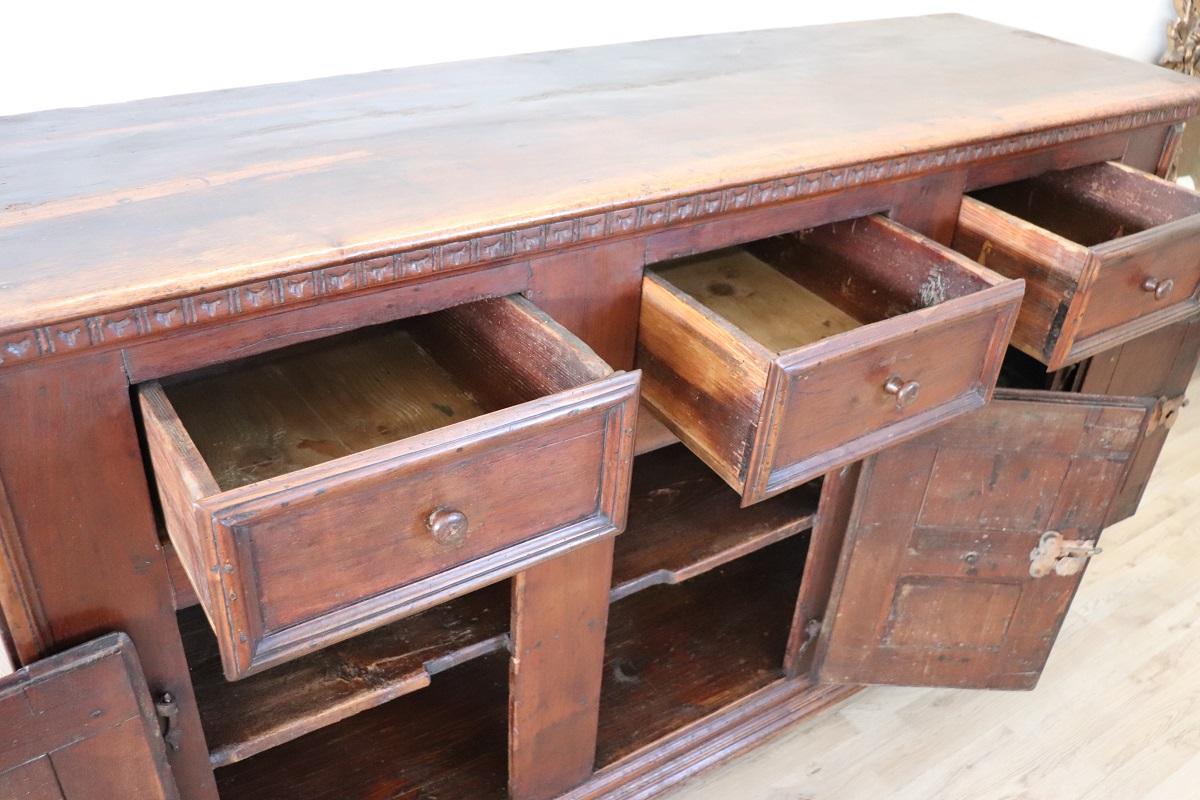 Rare Late 17th Century Italian Solid Walnut Louis XIV Antique Sideboard  For Sale 11