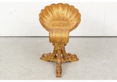 Rare Late 18th C. Italian Gilt Fantasy Shell Form Swivel Stool