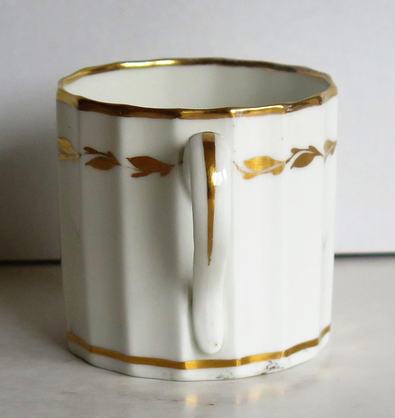 English Rare Late 18th Century Derby Coffee Can Fluted Porcelain Gilded Pattern 530