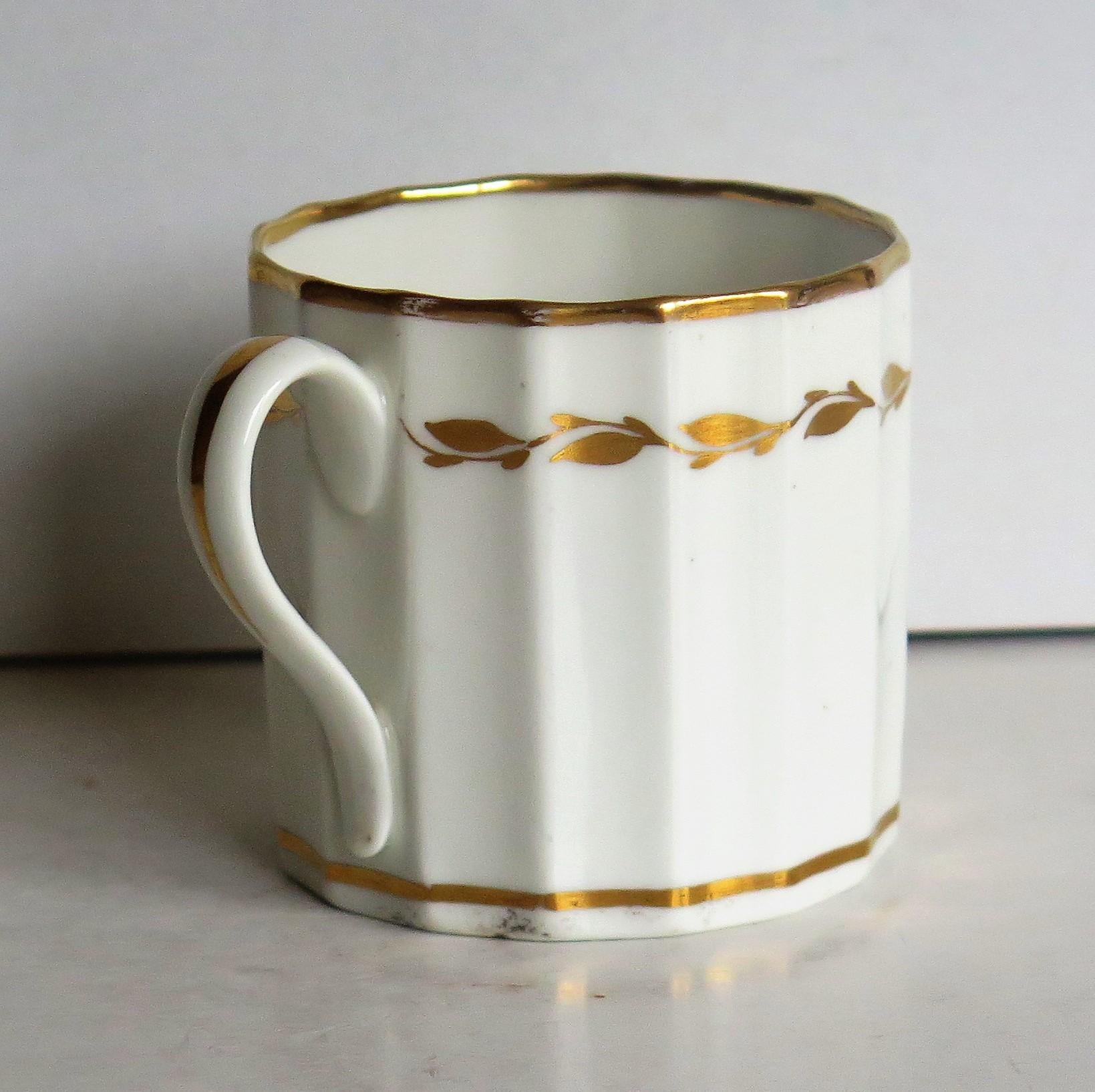 Hand-Painted Rare Late 18th Century Derby Coffee Can Fluted Porcelain Gilded Pattern 530