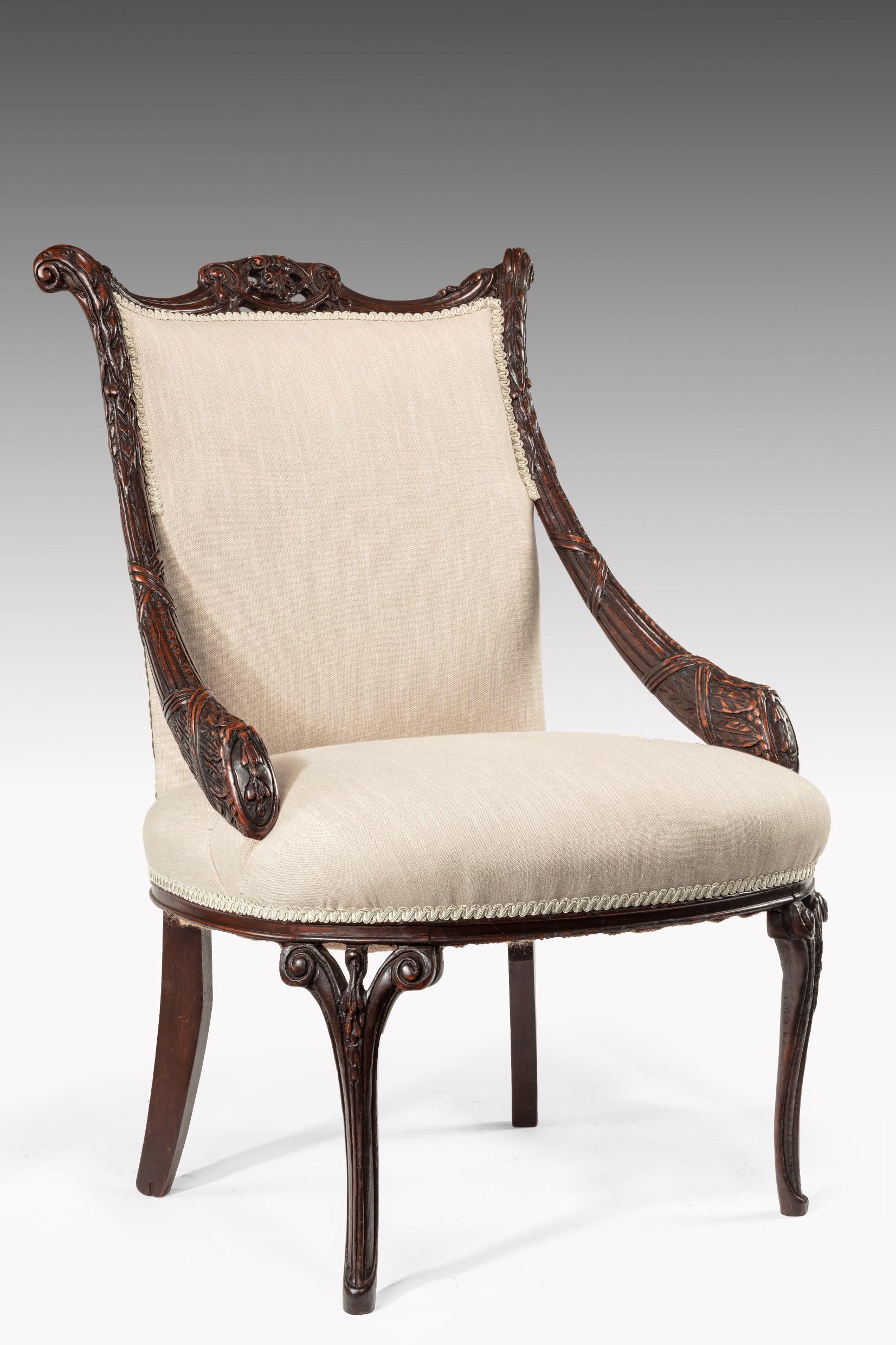 Neoclassical Rare Late 18th Century Mahogany Open Armchair