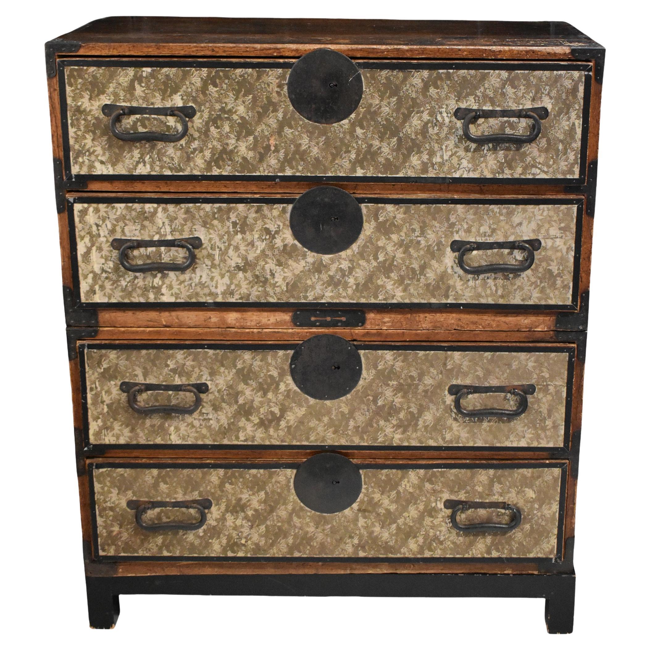 Seltene japanische Tansu-Truhe des späten 18. und frühen 19. Jahrhunderts - dreiteilig