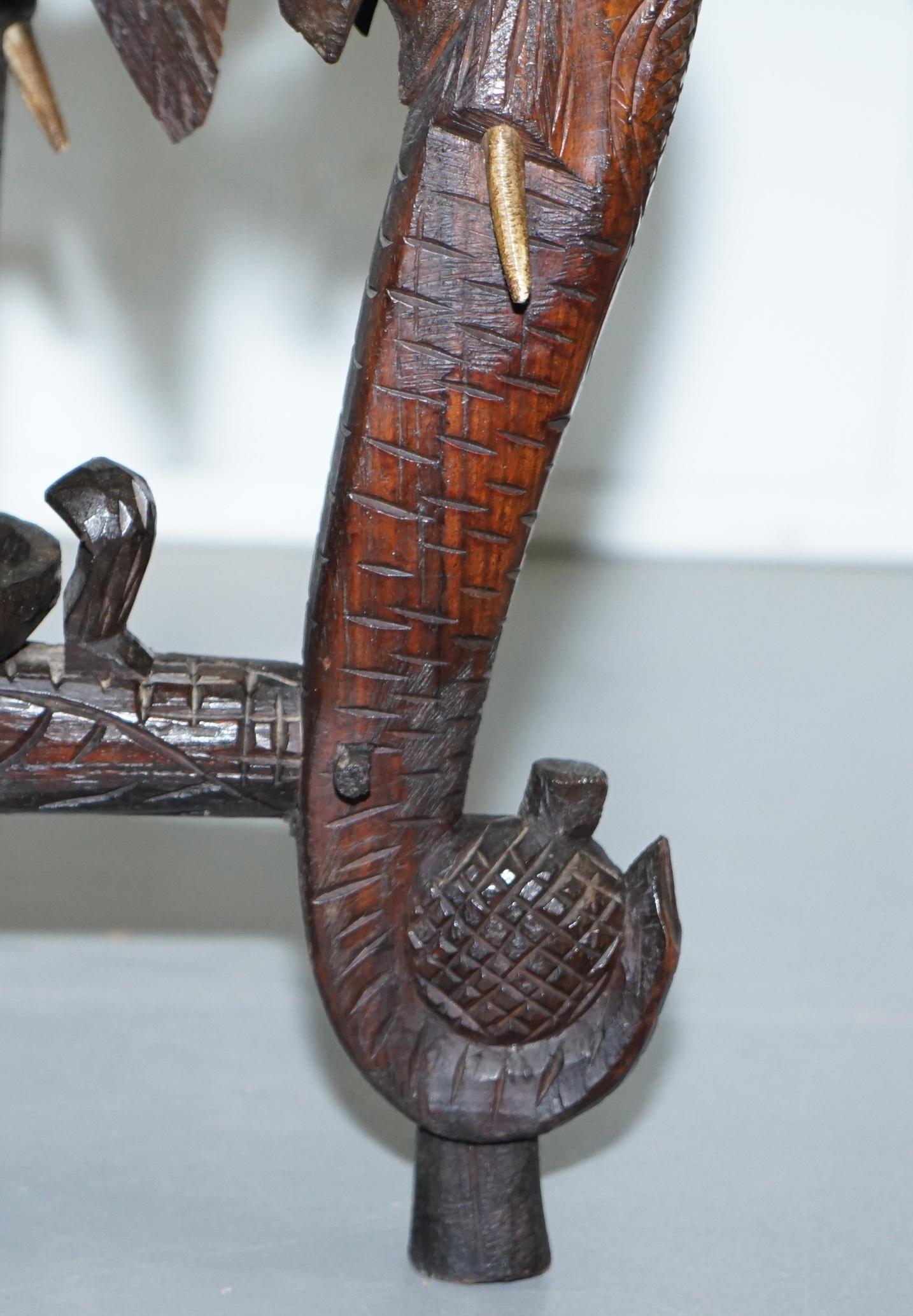 Rare Late 19th Century Anglo Indian Hand Carved Elephant Side Table Unique Model 8