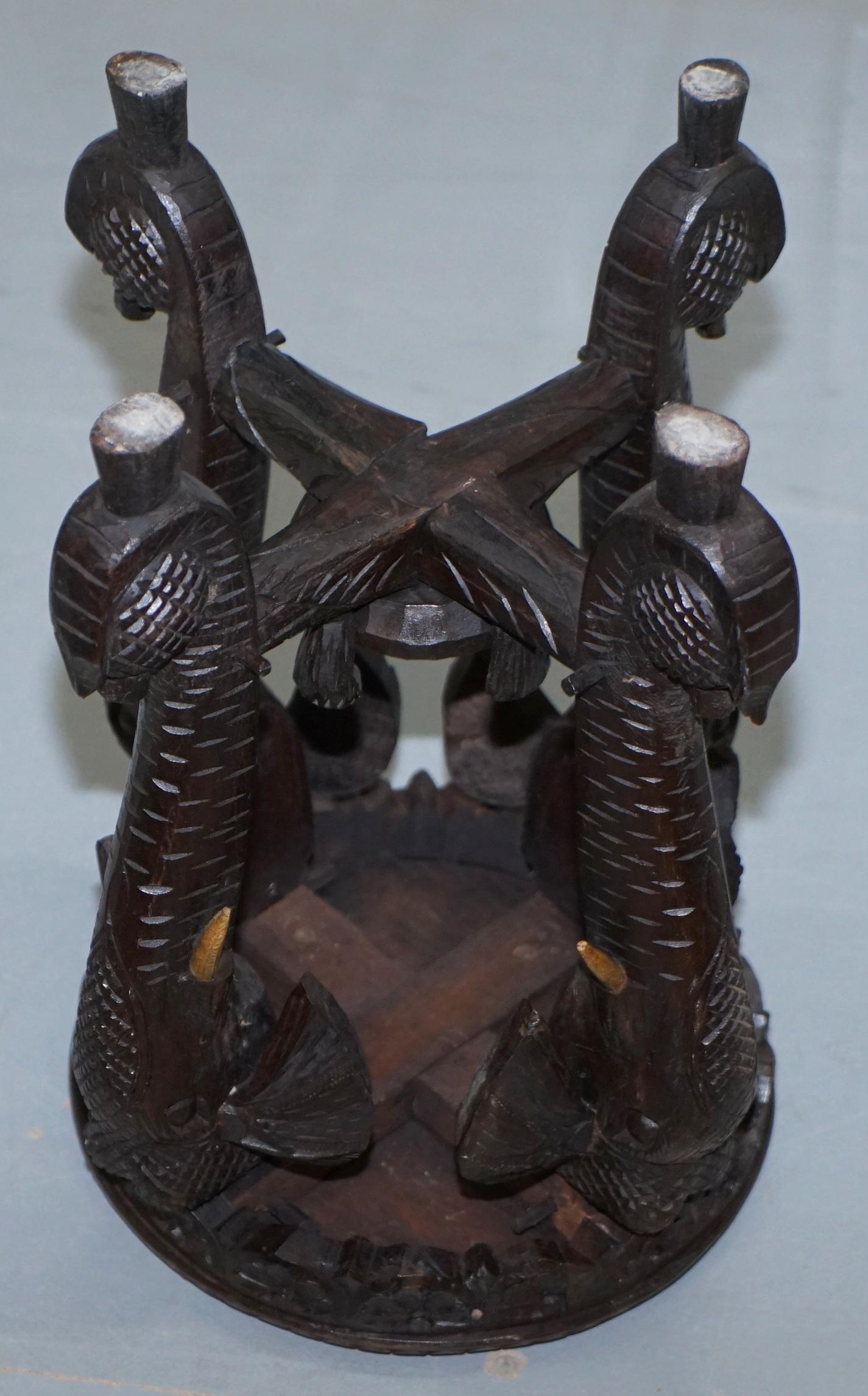 Rare Late 19th Century Anglo Indian Hand Carved Elephant Side Table Unique Model 14