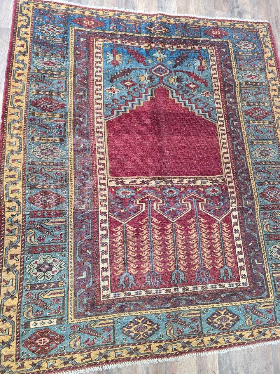 Raro tappeto Mihrab turco antico della fine del XIX secolo, circa anni 1870-1880 in vendita 8