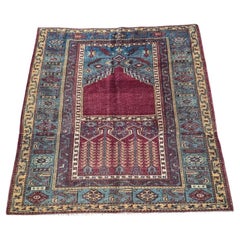 Rare tapis antique turc Mihrab de la fin du 19e siècle, vers 1870-1880